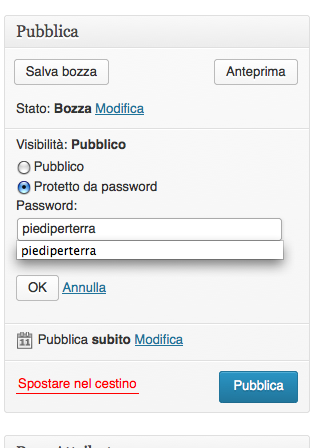 wordpress pagina protetta da password