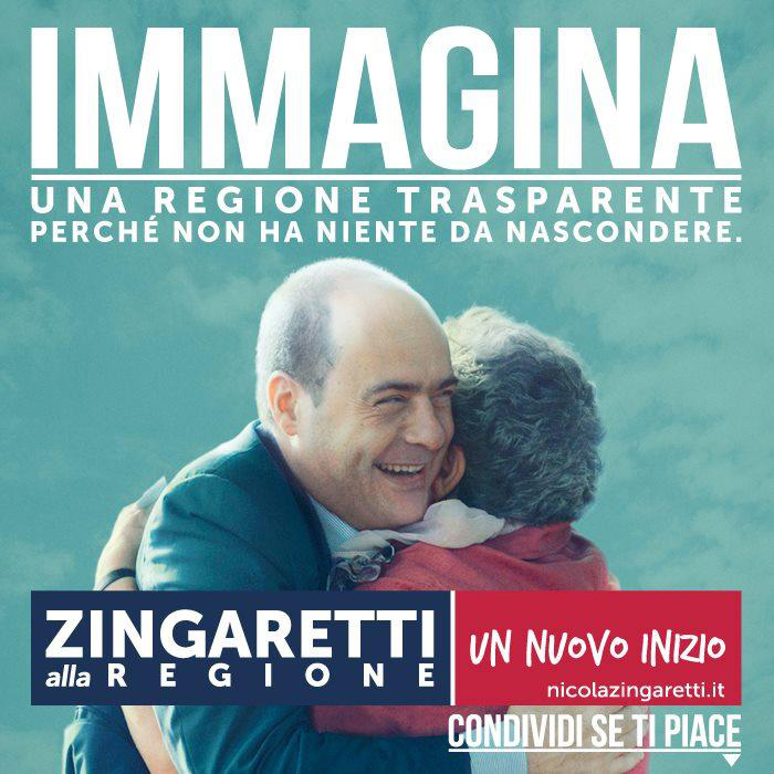 Un manifesto elettorale della campagna elettorale del Presidente Zingaretti