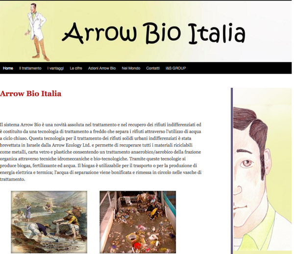 La testata del sito di riferimento nel progetto  "Arrow Bio"