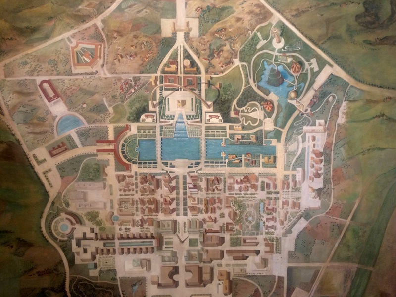 Una mappa esposta alla mostra all'Ara Pacis “Esposizione Universale Roma. Una città nuova dal fascismo agli anni ’60”