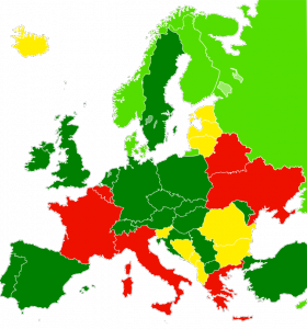 la libertà di panorama nei paesi europei (in rosso dove non esiste)