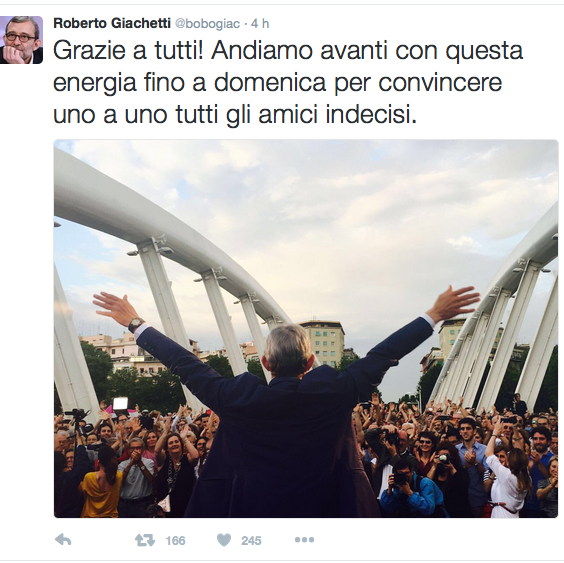 Tweet Giachetti ponte della musica Schermata 2016-06-18 alle 00.33.30