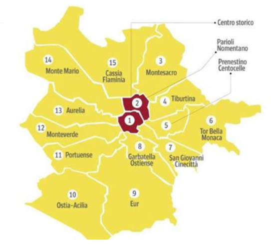 mappa municipi 1 e 2