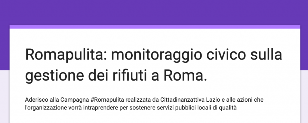 roma pulita monitoraggio CIVICO CA
