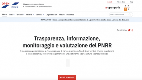 OpenPNRR, l’accesso personalizzato al Piano nazionale di ripresa e resilienza