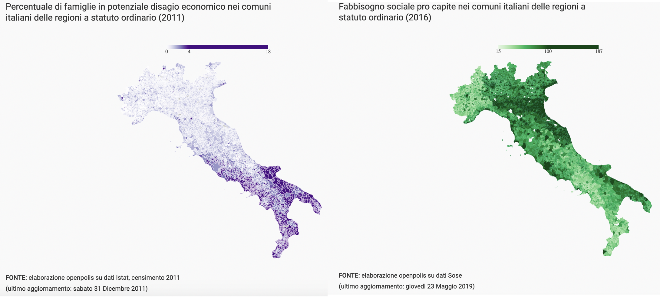 dDue infografiche dal dossier openpolis Il calcolo disuguale