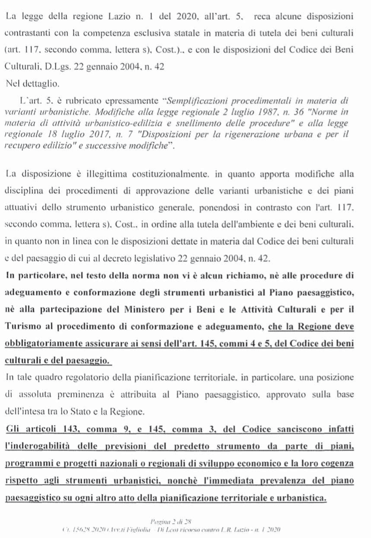 RICORSO MIBACT LAZIO MAGGIO 2O20. pag2 punto 1