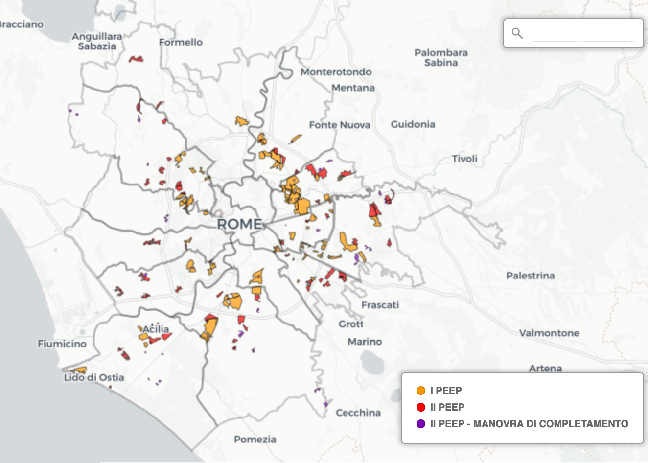 mappa piani di zona da sito urbanistica comune roma