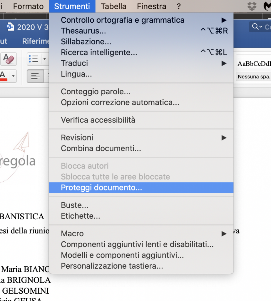 per proteggere docuemnti word 1