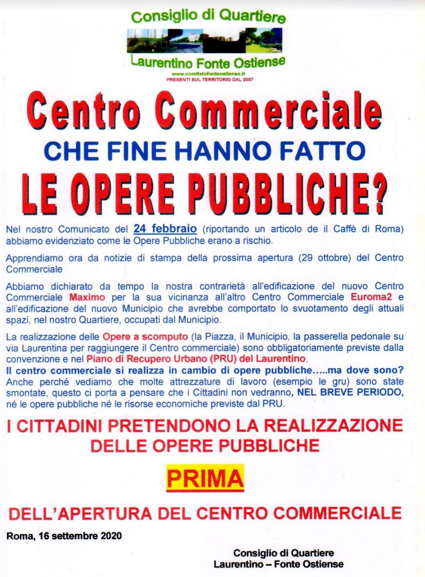 manifestino CdQ laurentino centro comm maximo